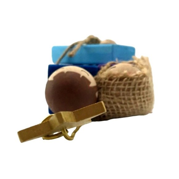 Handmade Wood Block Holy Family Figurine with Star of Bethlehem Primitive Rustic - Picture 6 of 6